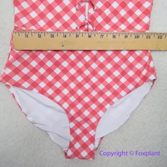 NEW Onia Raquel Barbiecore‎ pink gingham check raquel one piece swimsuit, size S - Picture 4 of 16